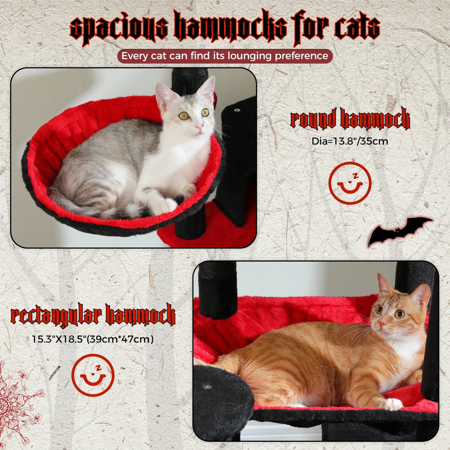 PAWZ Road Tall Cat Tree For Indoor Cats With Hammock