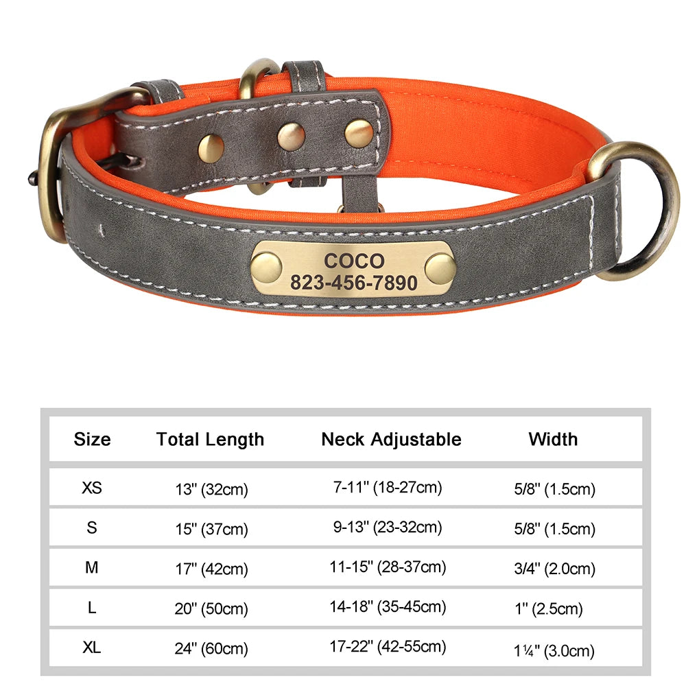 Pet Artist Personalized Engraved PU Leather Dog Collar