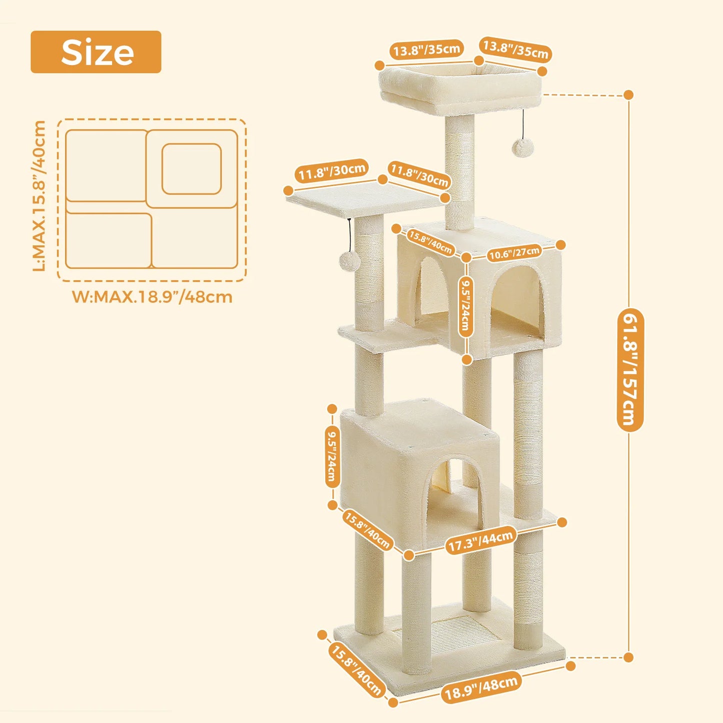 PAWZ Road Multi Level Cat Tree Condos for Indoor Cats