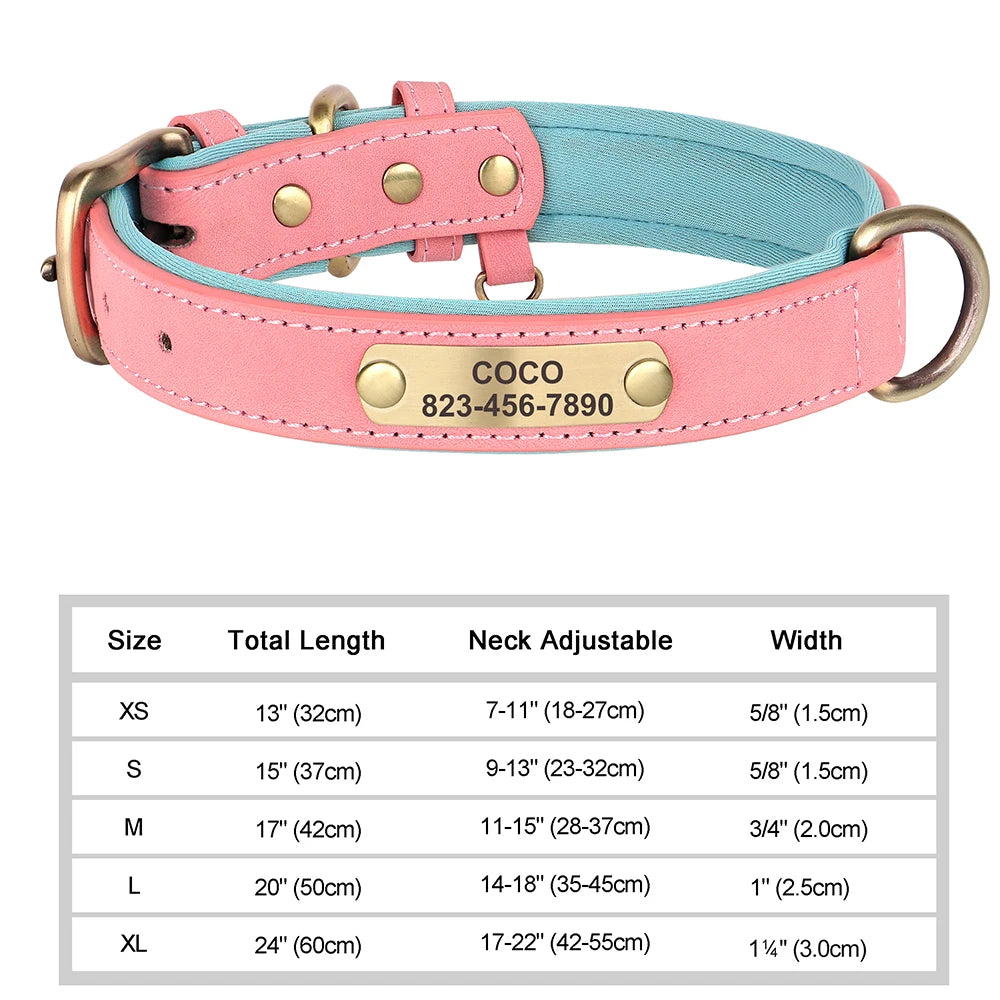Pet Artist Personalized Engraved PU Leather Dog Collar