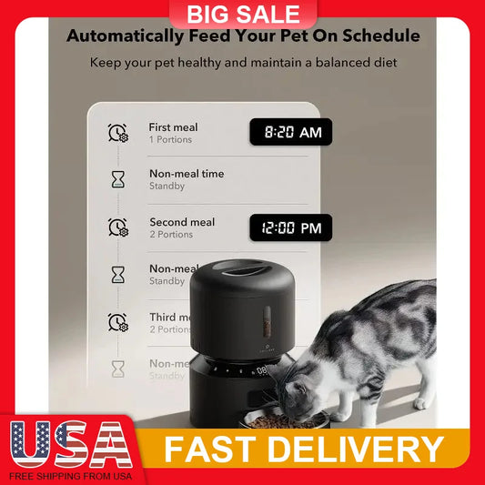 Care Automatic Cat Feeder Dispenser 6 Meals Stainless Bowl