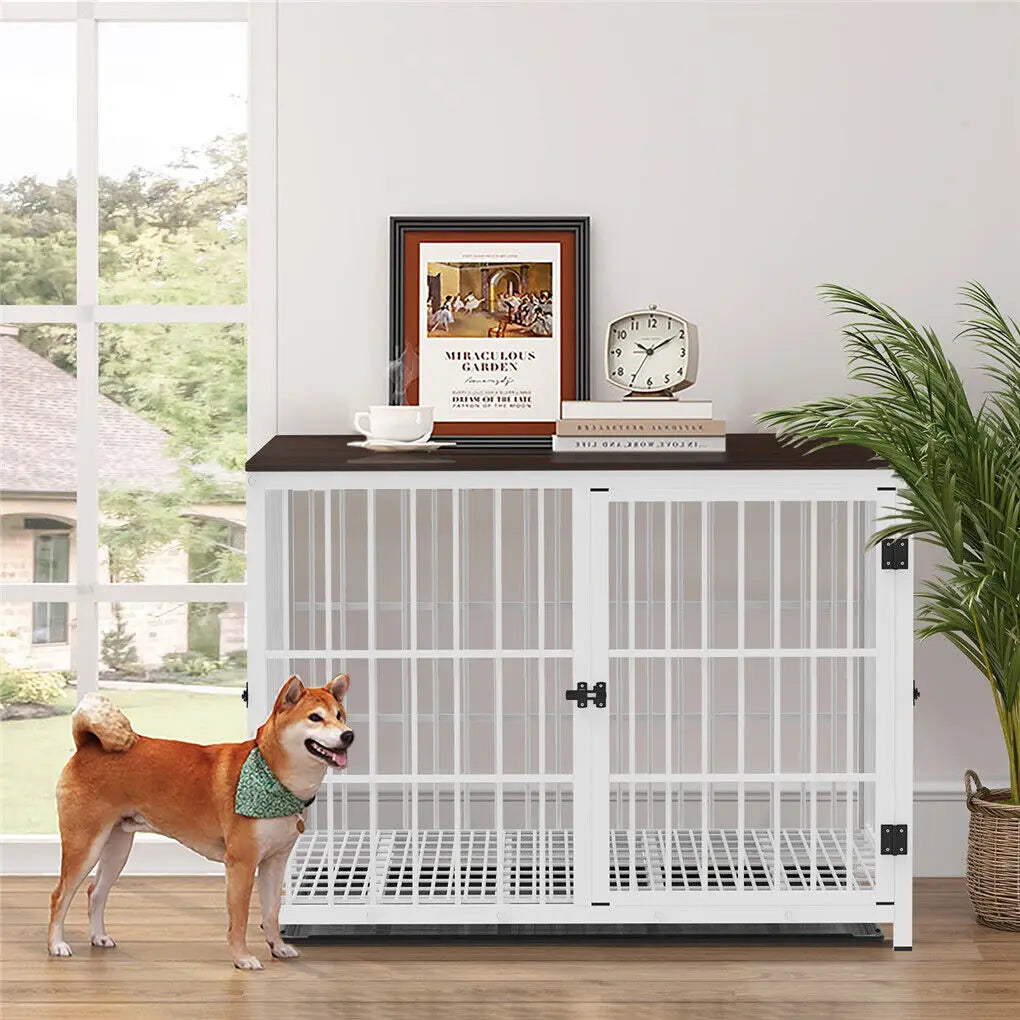 BINGOPAW Heavy Duty Dog Kennel End Table Crate With Doors