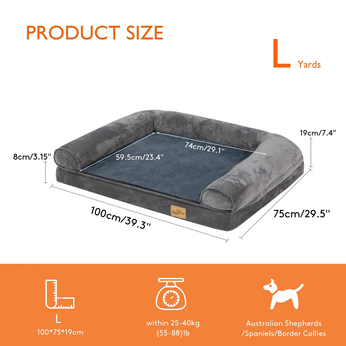 Bingopaw Orthopedic Dog Bed Removable Cover Cushion