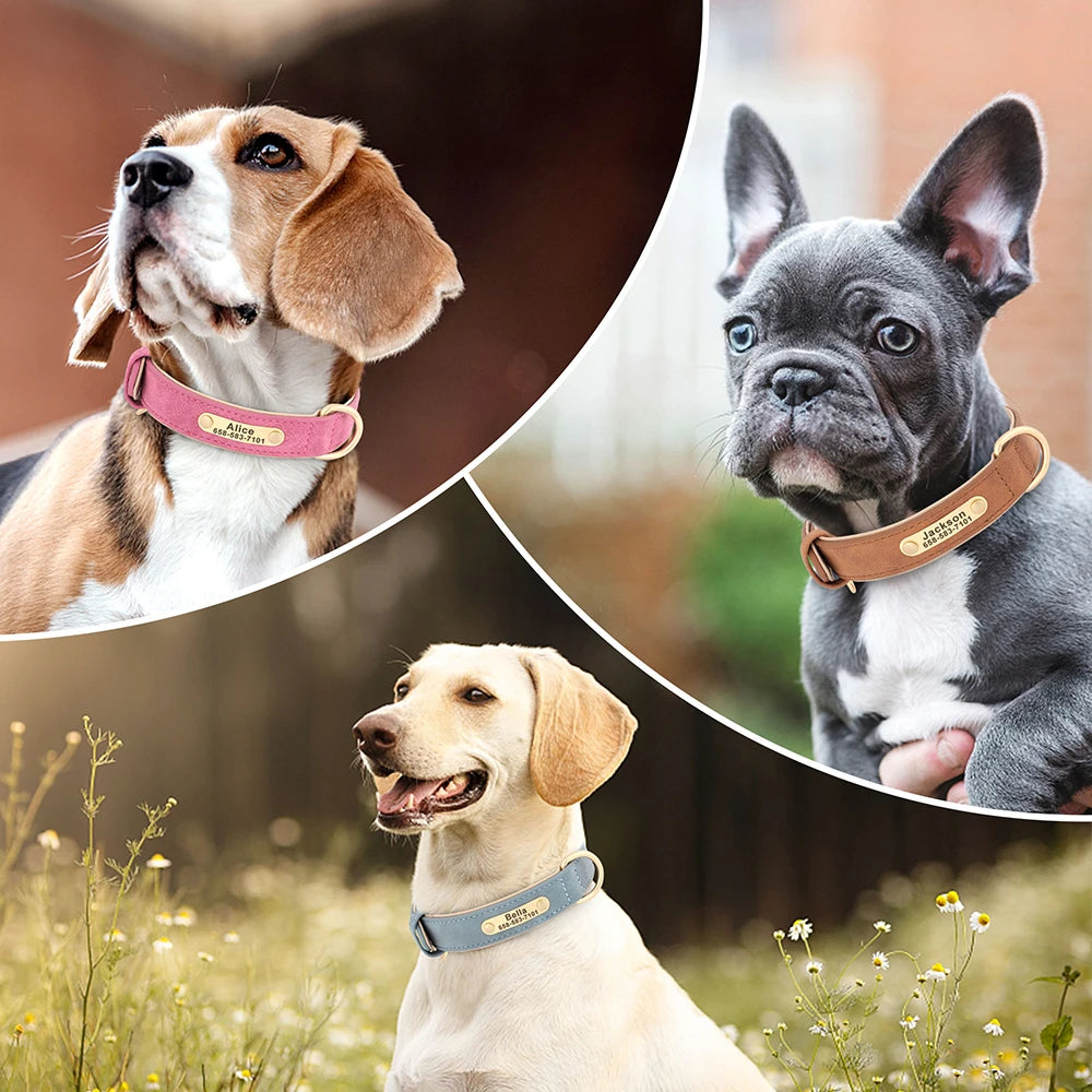 Pet Artist Personalized Engraved PU Leather Dog Collar