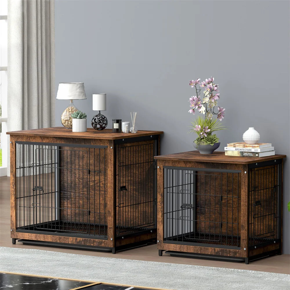 Borwarth Wooden Dog Crate End Table With Double Door