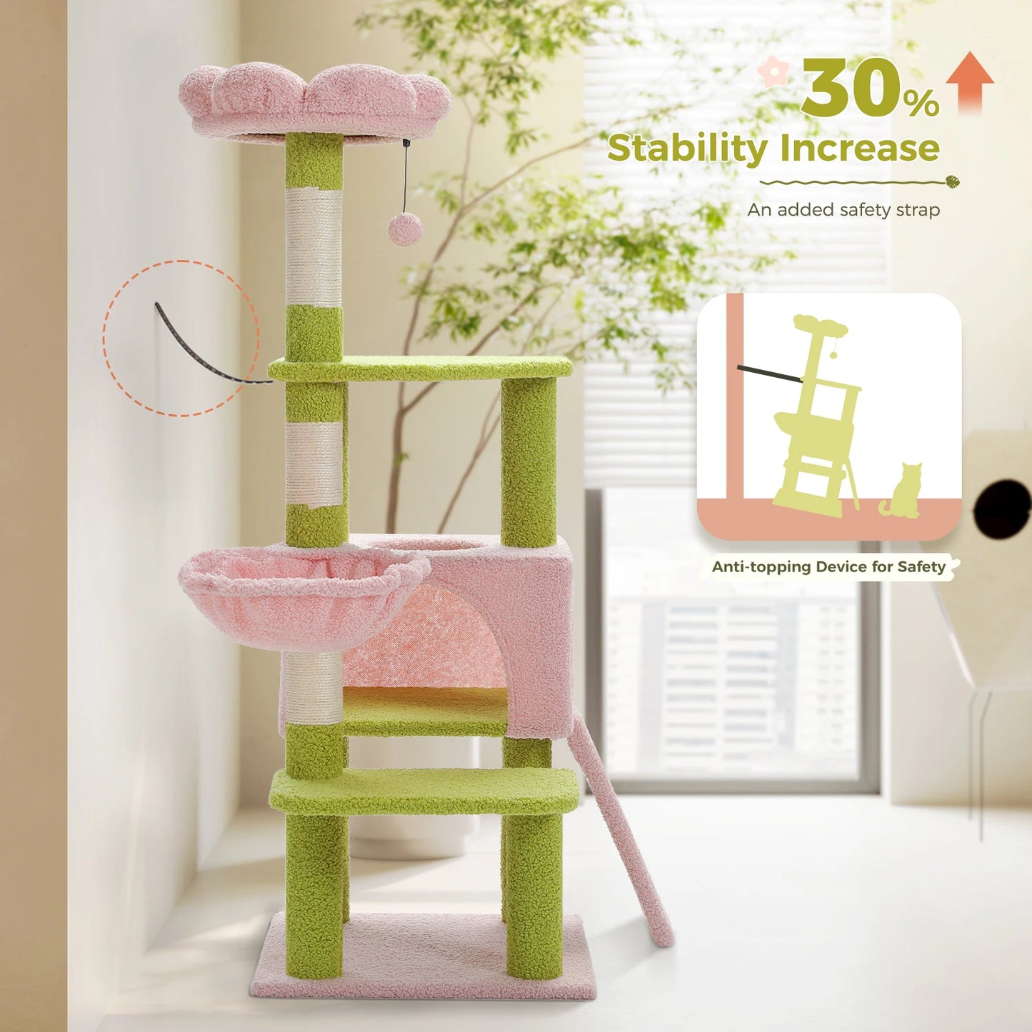 PAWZ Road 5 Level Flower Cat Tree With Sisal Posts Indoors