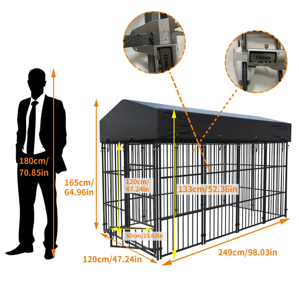 BORWARTH Heavy Duty Large Dog Kennel Welded Metal Playpen