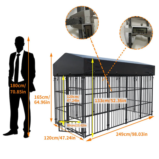 BORWARTH Heavy Duty Large Dog Kennel Welded Metal Playpen