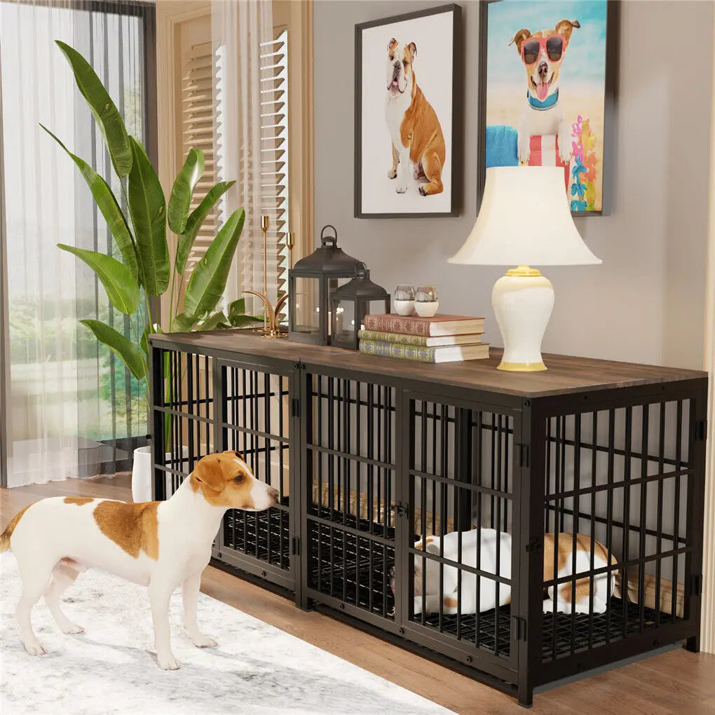 BINGOPAW Heavy Duty Dog Kennel End Table Crate With Doors