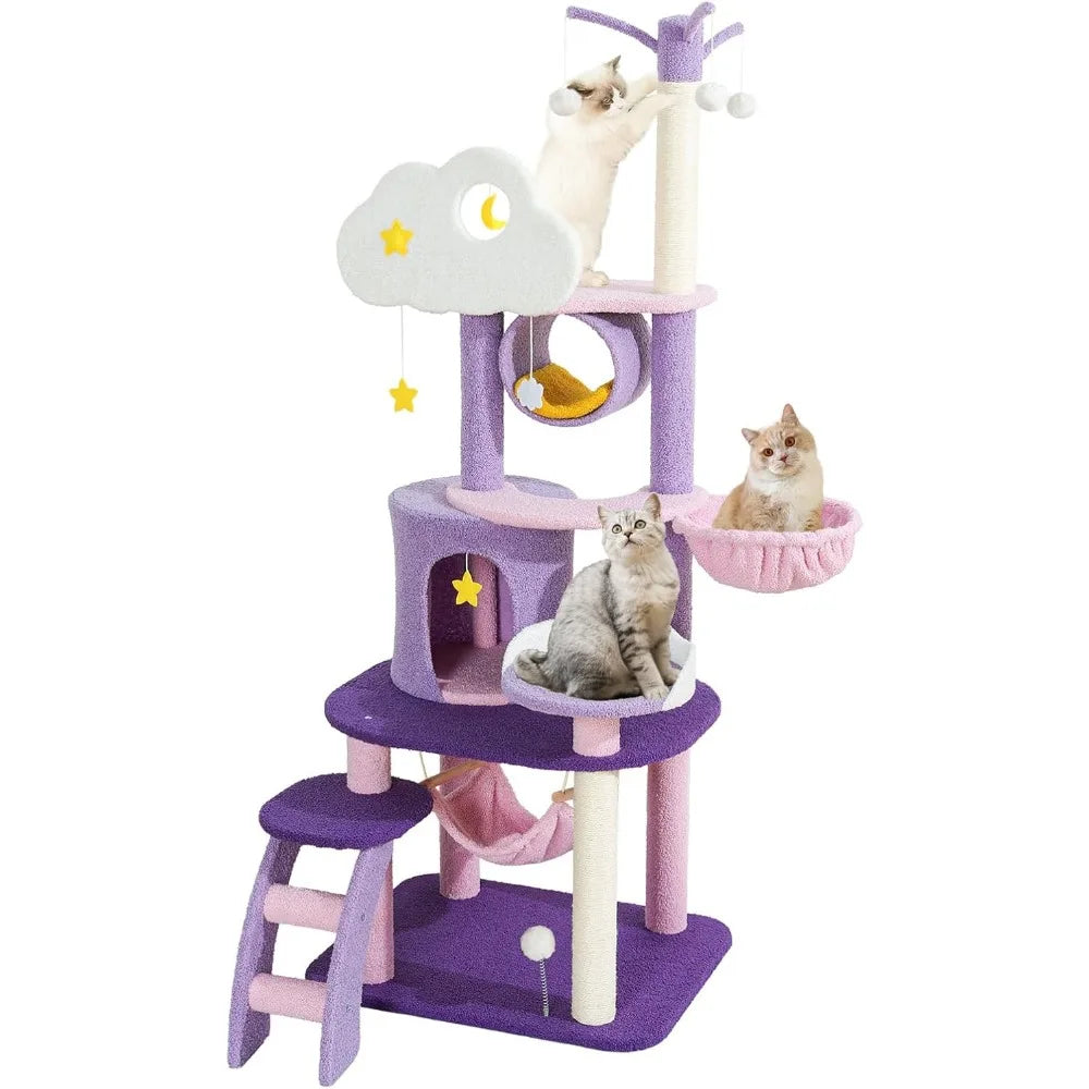 Cloud Cat Tree Indoor Cat Tower with Scratcher Hammock Condo