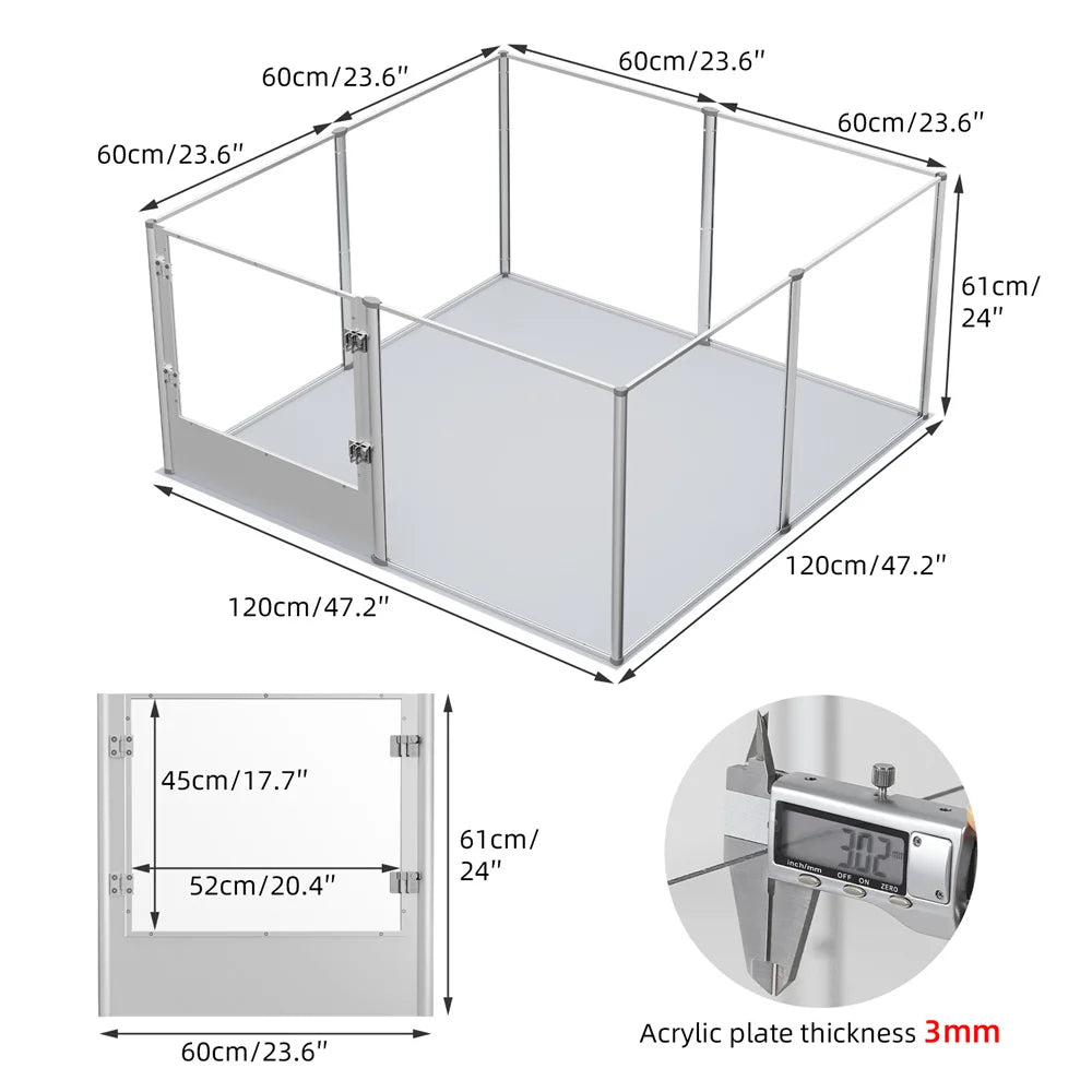 BORWARTH Acrylic Dog Playpen Whelping Pen Indoor Fence