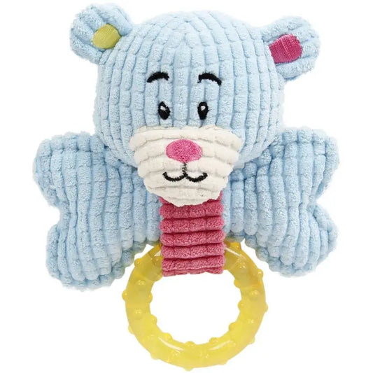 Care Cleaning Puppy Teething Toy Plush Squeaker Rubber Ring