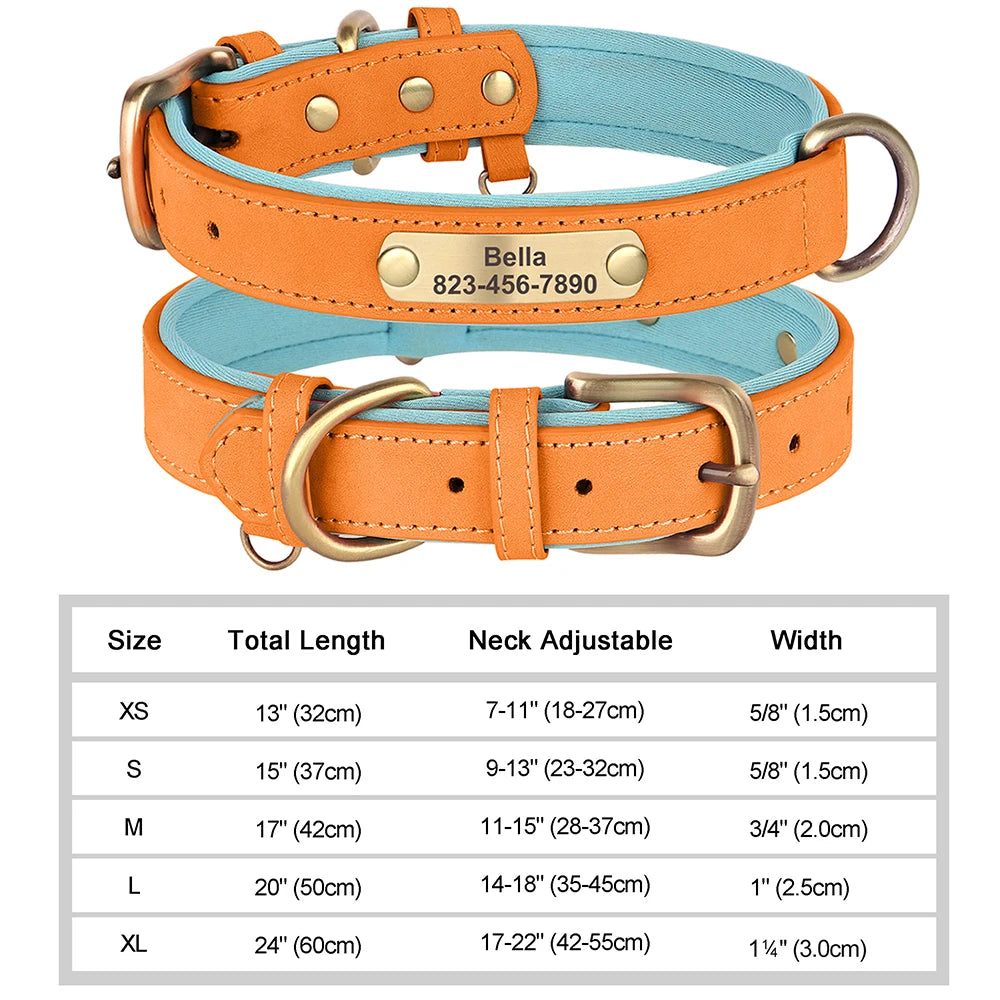 Pet Artist Personalized Engraved PU Leather Dog Collar