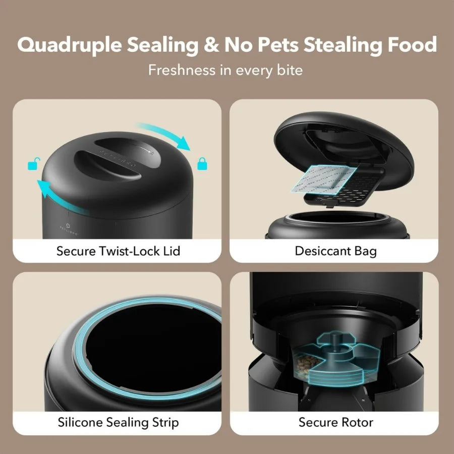 Hign-concerned Automatic Pet Feeder For Two Pets 5L Bowls