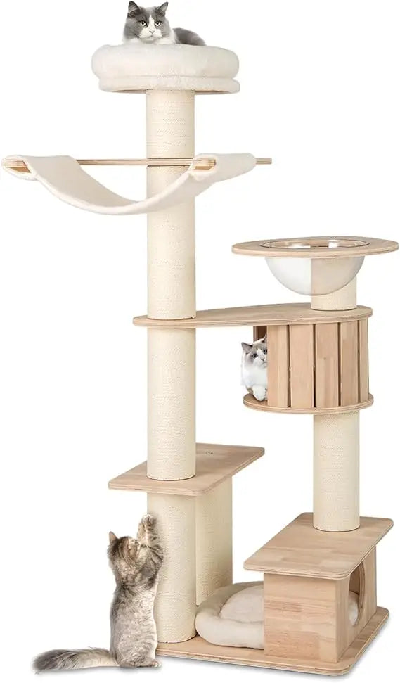 RBXCBreed Wood Cat Tree Modern Multi Tier Scratching Posts