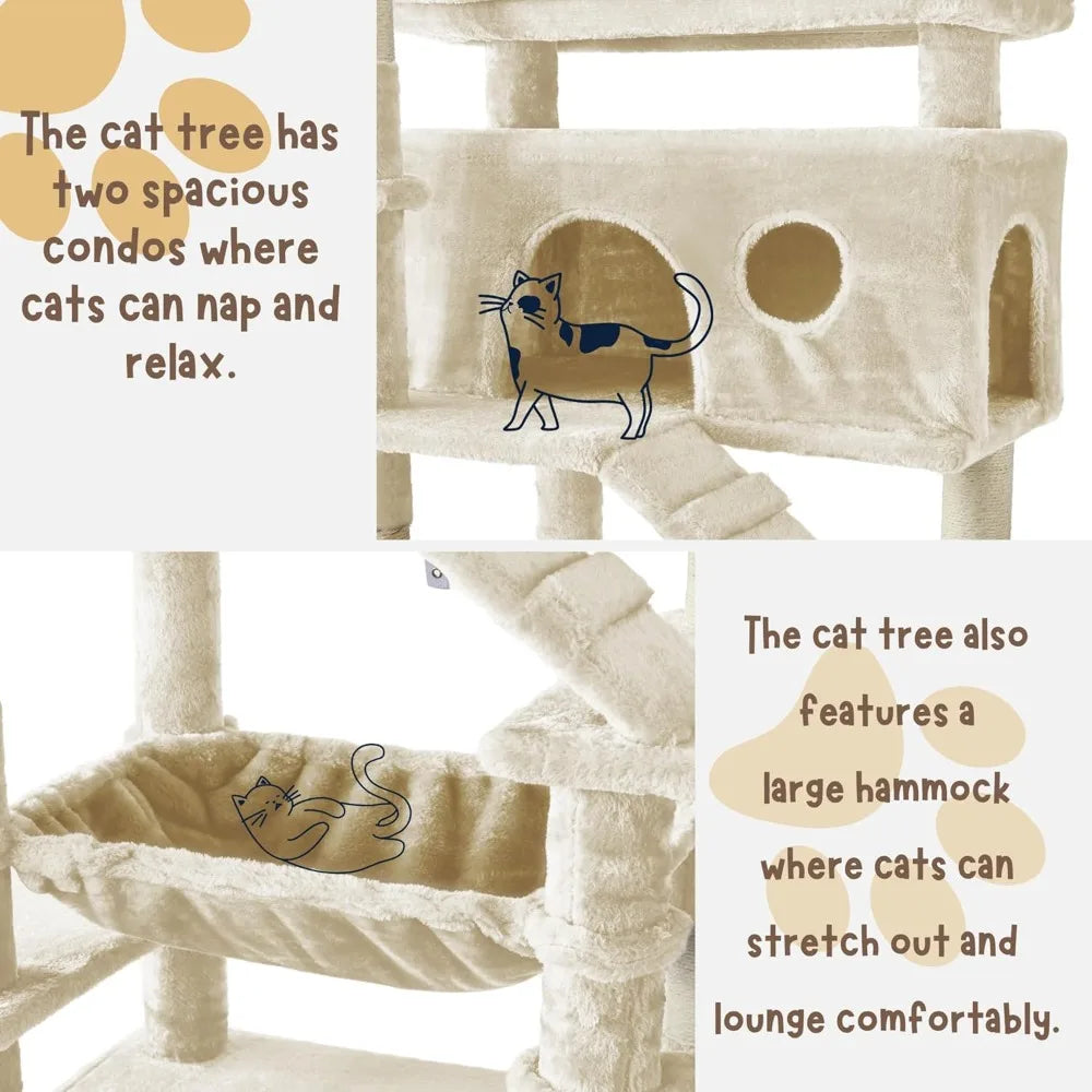 Breed Cat Tree Tower With Hammock And Scratching Posts