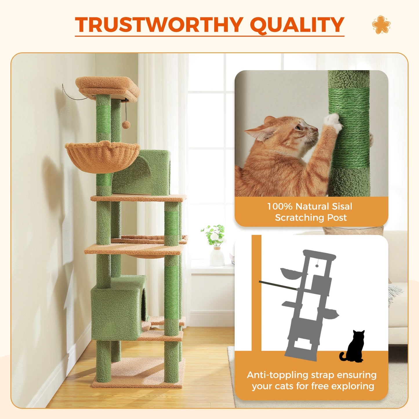 PAWZ Road Cat Tree Indoor Tower With Scratching Posts