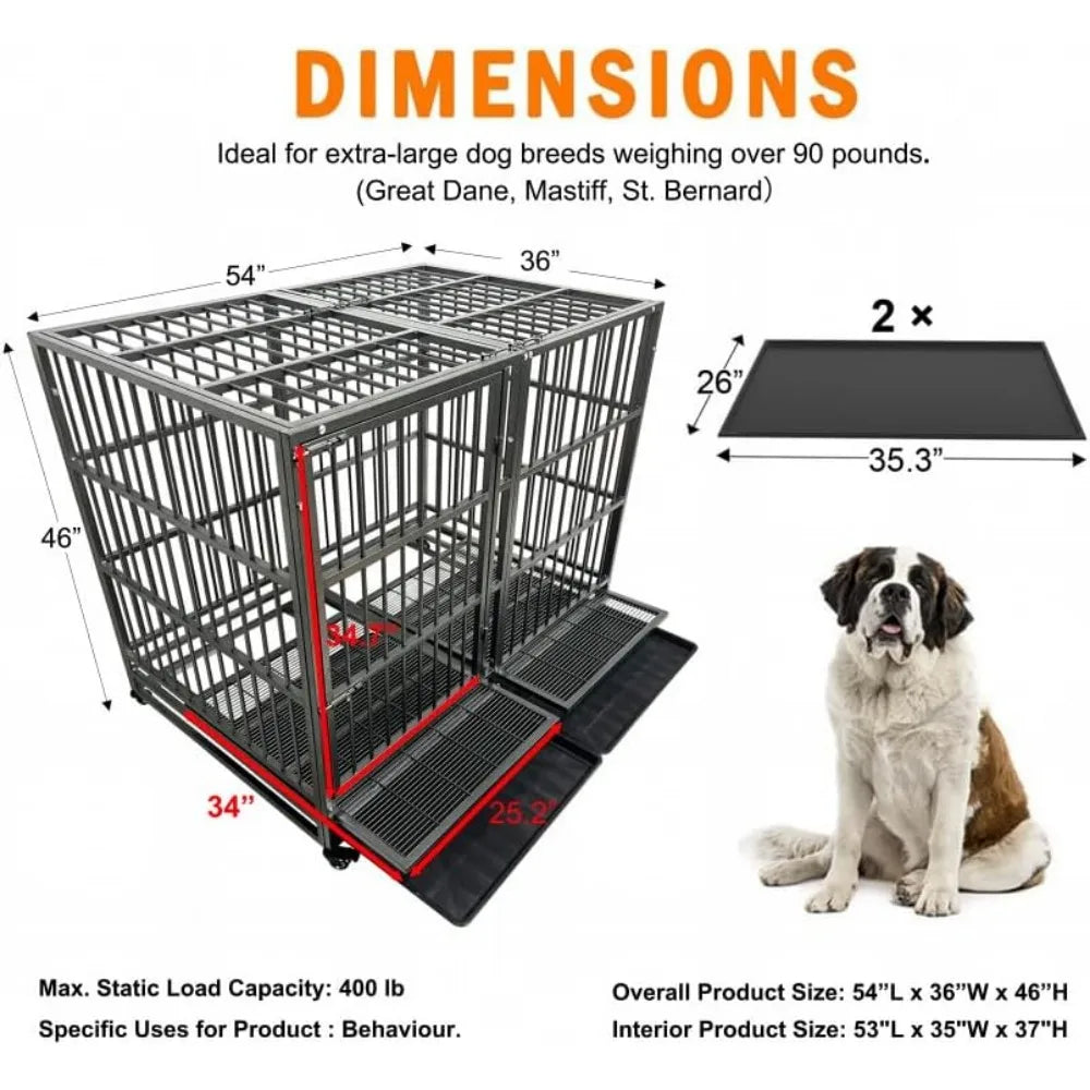 Hign Concerned Heavy Duty Dog Crate With Wheels Secure