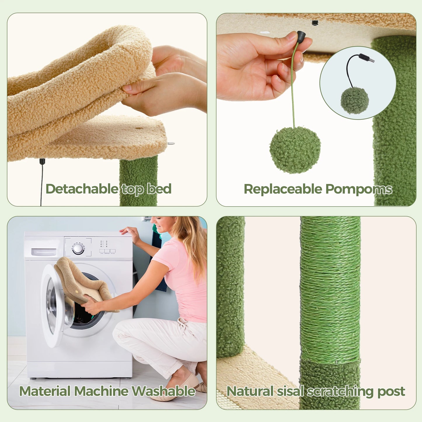 PETEPELACN Cactus Tall Cat Tree Multi Level Cat Tower