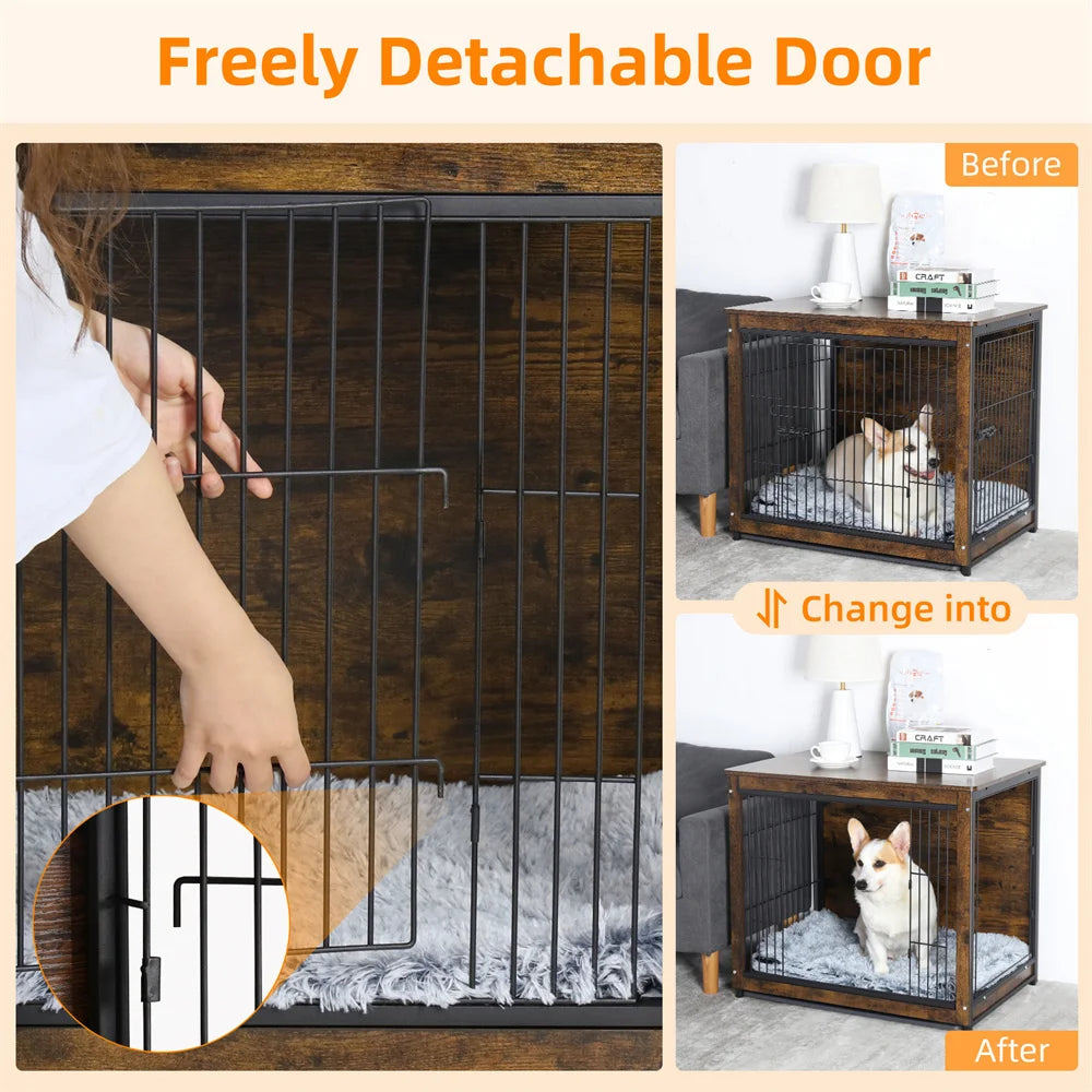 Borwarth Wooden Dog Crate End Table With Double Door