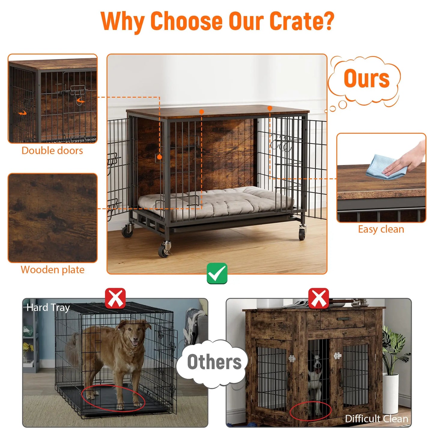 HiMISS Heavy Duty Metal Dog Crate Indoor Outdoor Kennel
