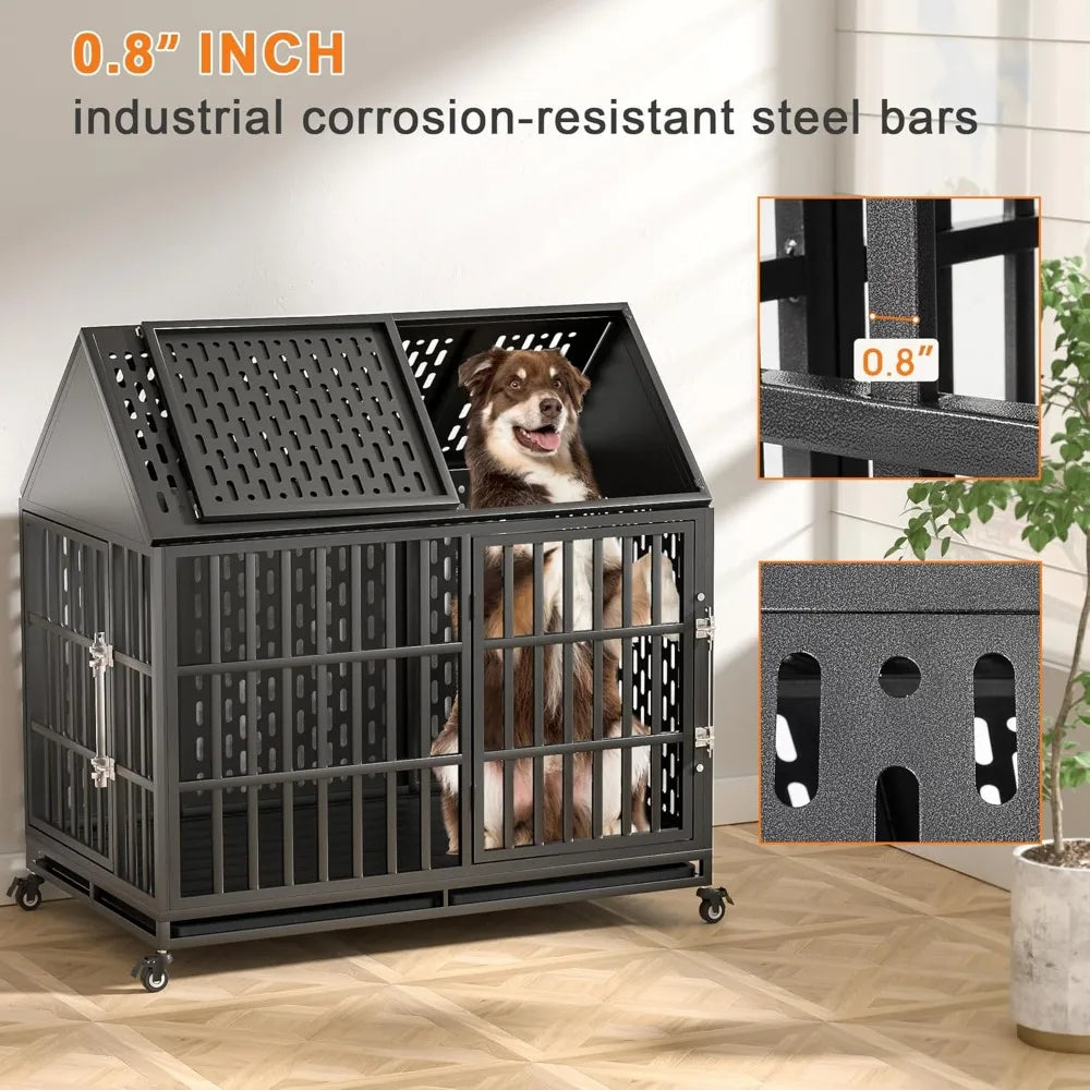 Hign-concerned Heavy Duty Dog Crate With Self Locking Latch