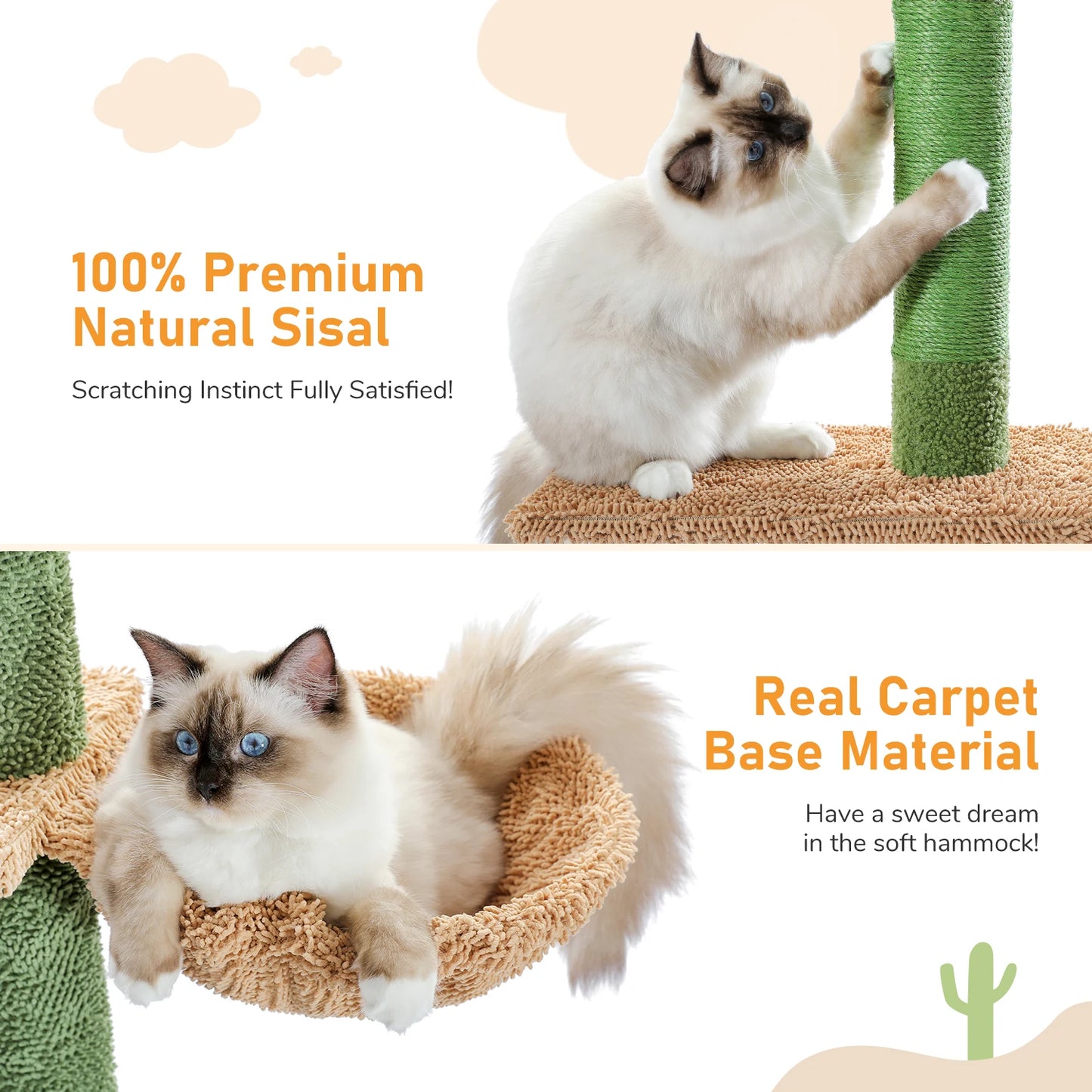 PAWZ Road 5 Tier Cat Tree Floor to Ceiling Tower Cactus
