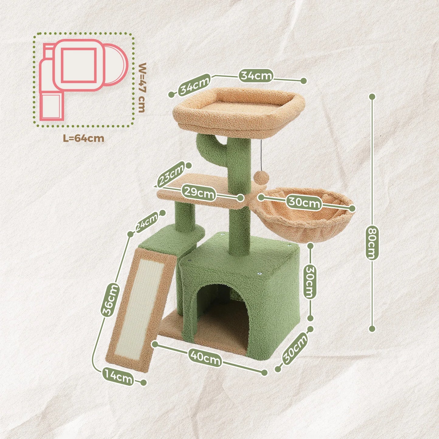 PAWZ Road Cat Tree Tower for Indoor Cats with Hammock