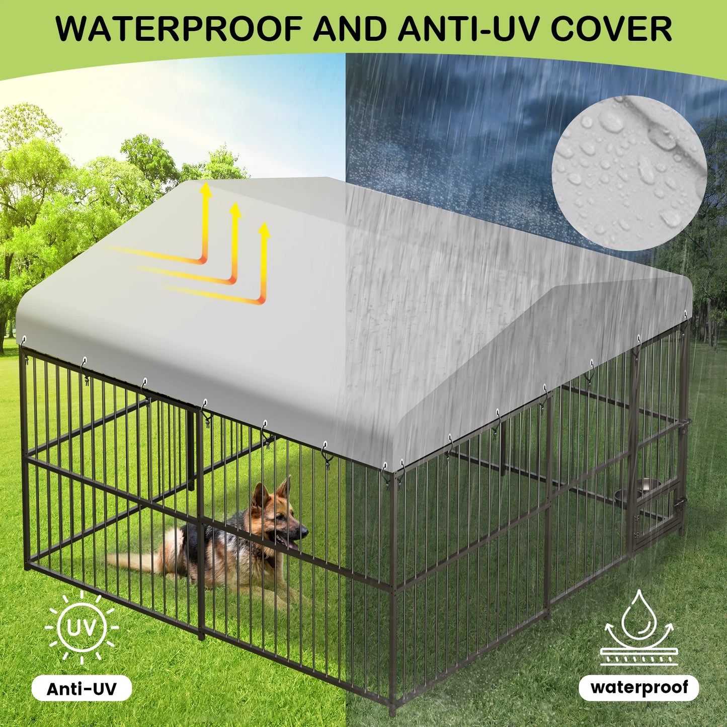 TWISTER.CKH Outdoor Heavy Duty Dog Kennel Walk In Cage