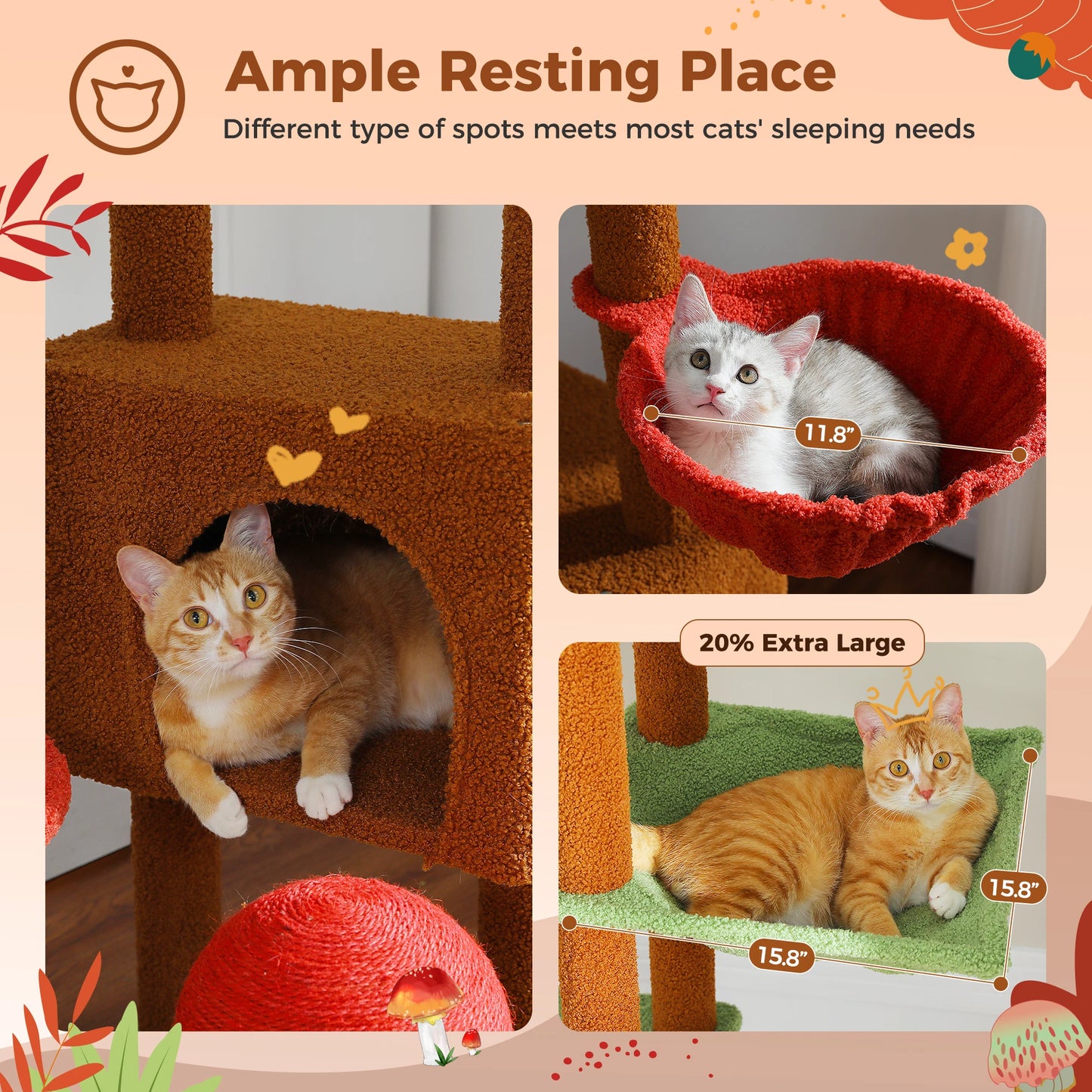 PETEPELACN Cat Tree Floor to Ceiling Tower Hammock Pro