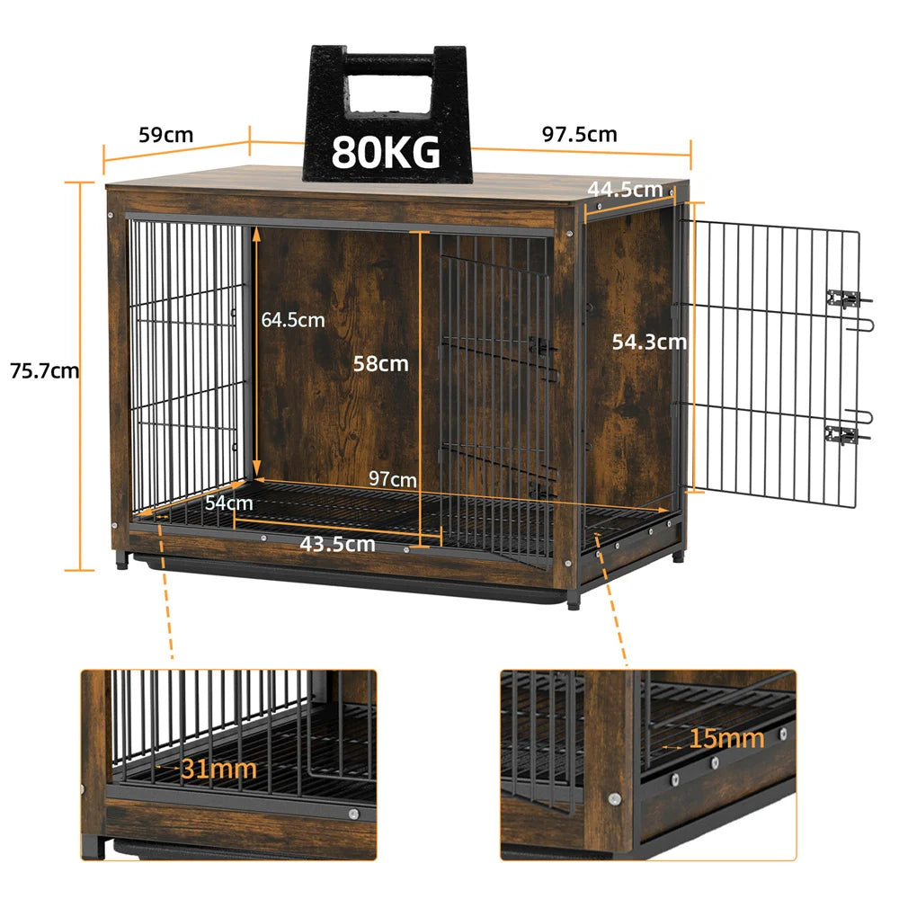 Borwarth Wooden Dog Crate End Table With Double Door