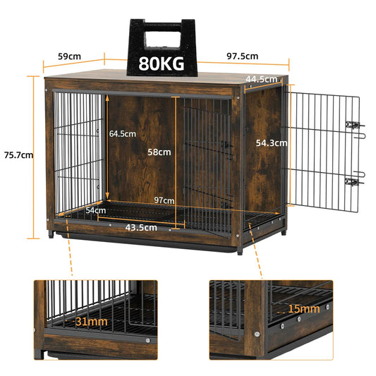 Borwarth Wooden Dog Crate End Table With Double Door