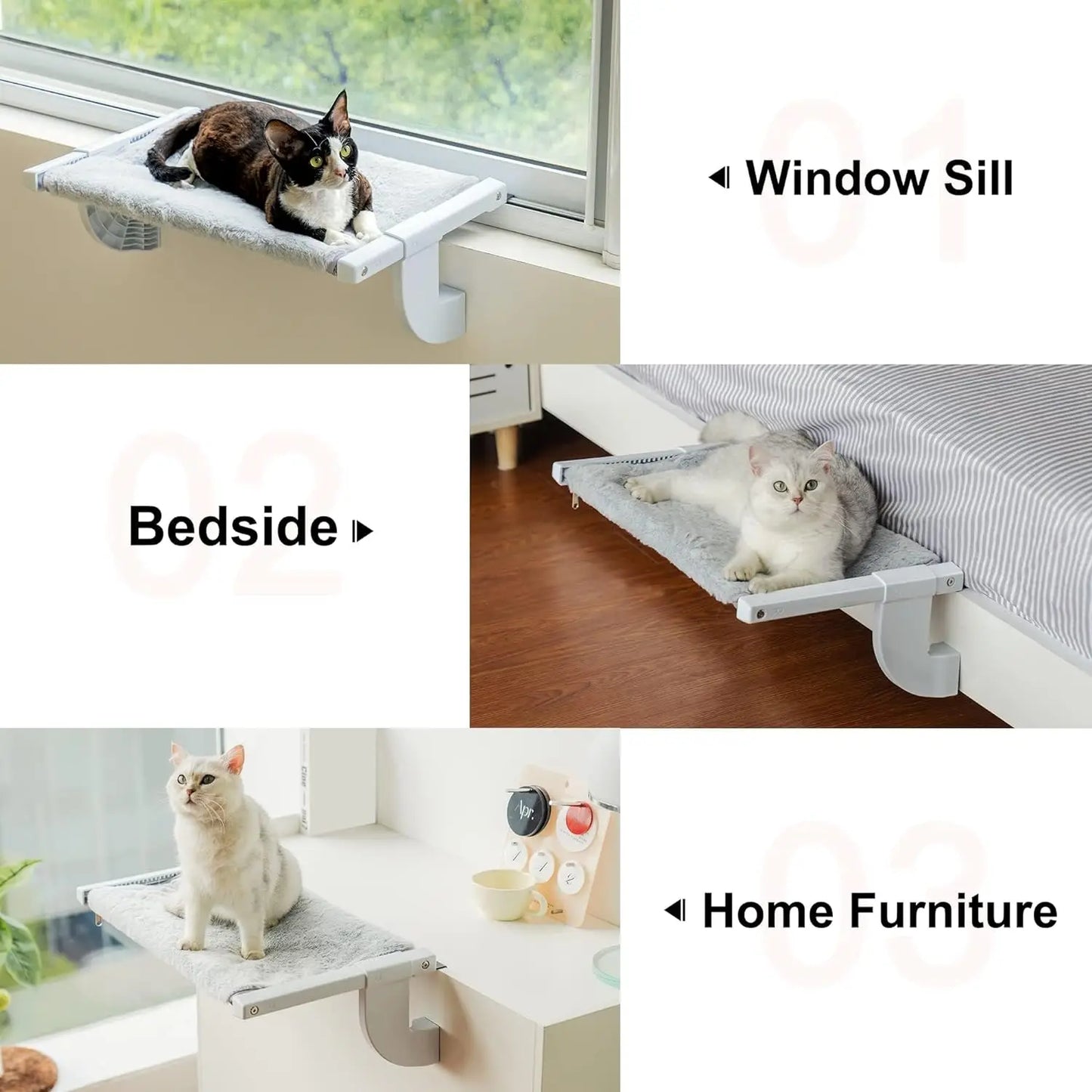 MEWOOFUN Cat Window Perch Adjustable Cushion Up To 18kg