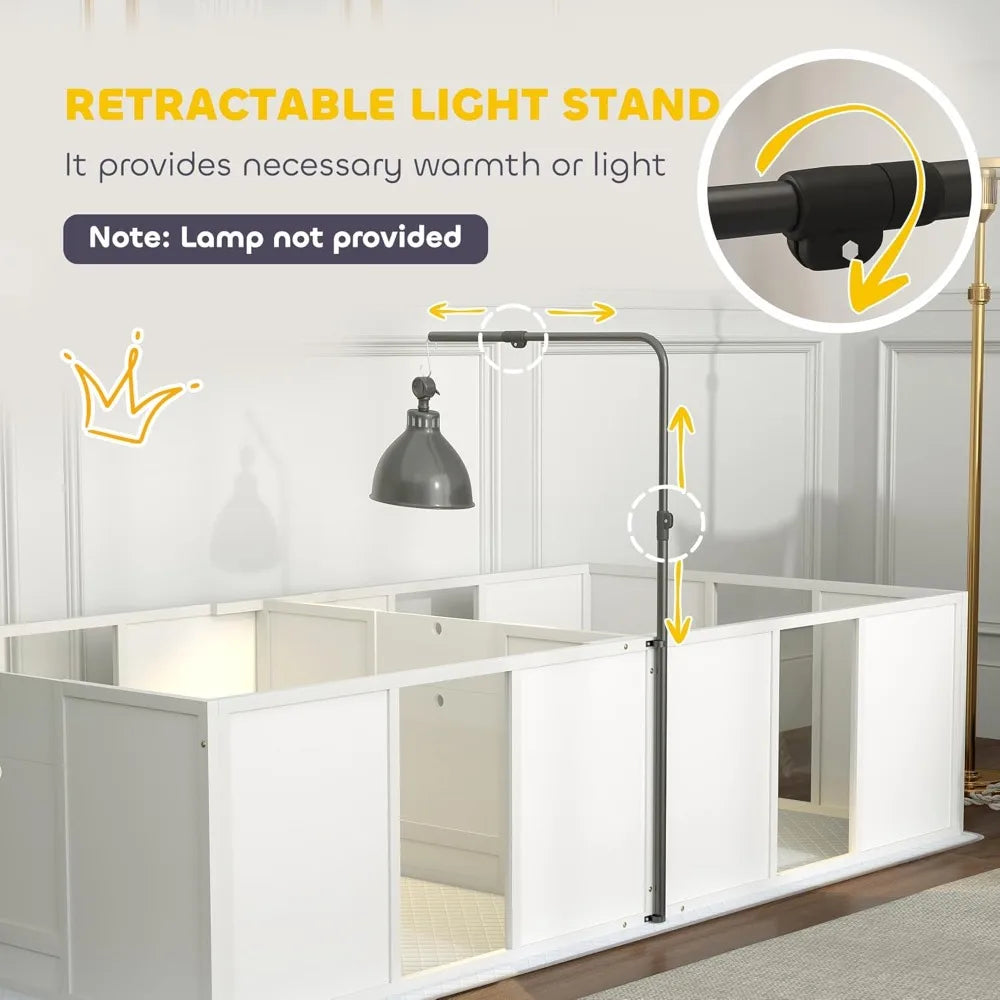 PawHut Whelping Box For Dogs With Retractable Light Stand