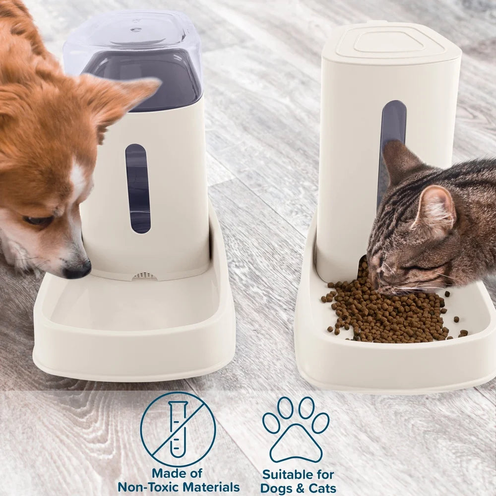 XMSJ Gravity Pet Feeder and Water Dispenser 2 Pack Kit