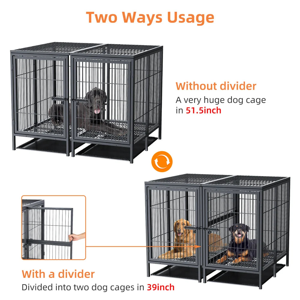 BORWARTH Heavy Duty Large Dog Crate With Divider Panel