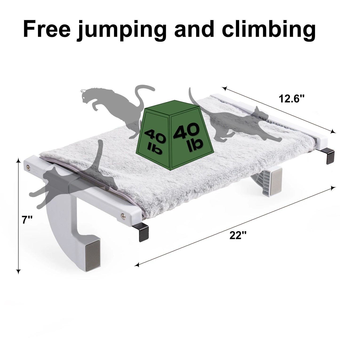 MEWOOFUN Cat Window Perch Adjustable Cushion Up To 18kg