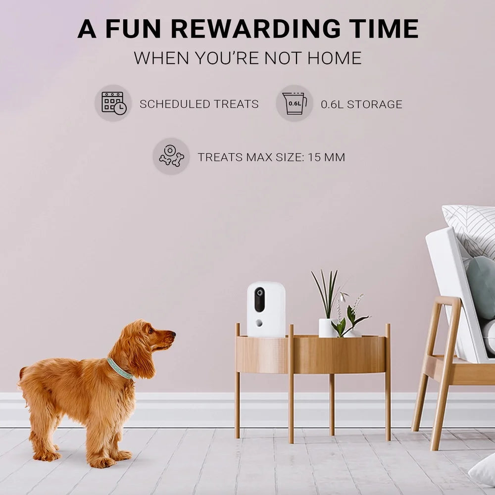 Instachew App Enabled Pet Treat Dispenser With HD Camera