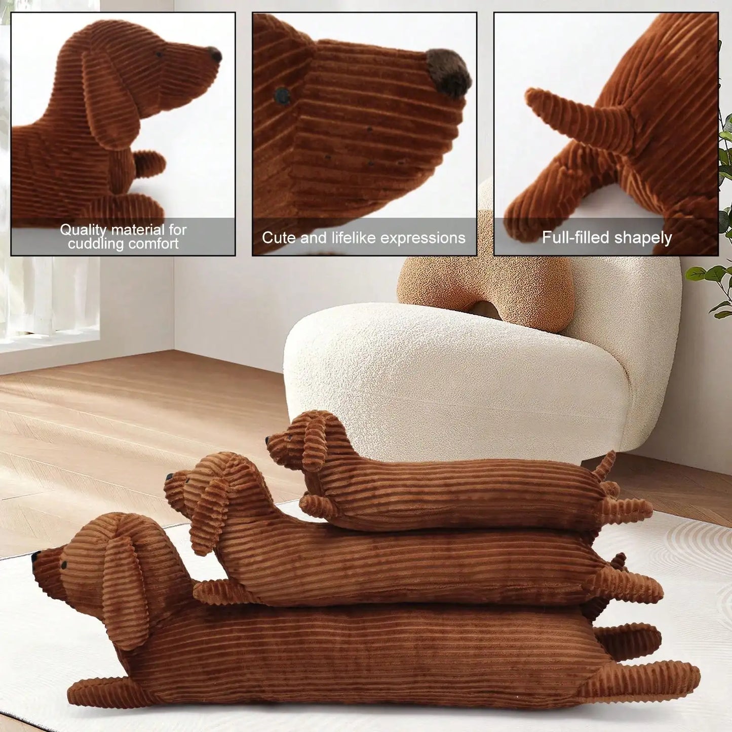 Sausage Dog Plush Cushion Pillow For Bedroom By Features