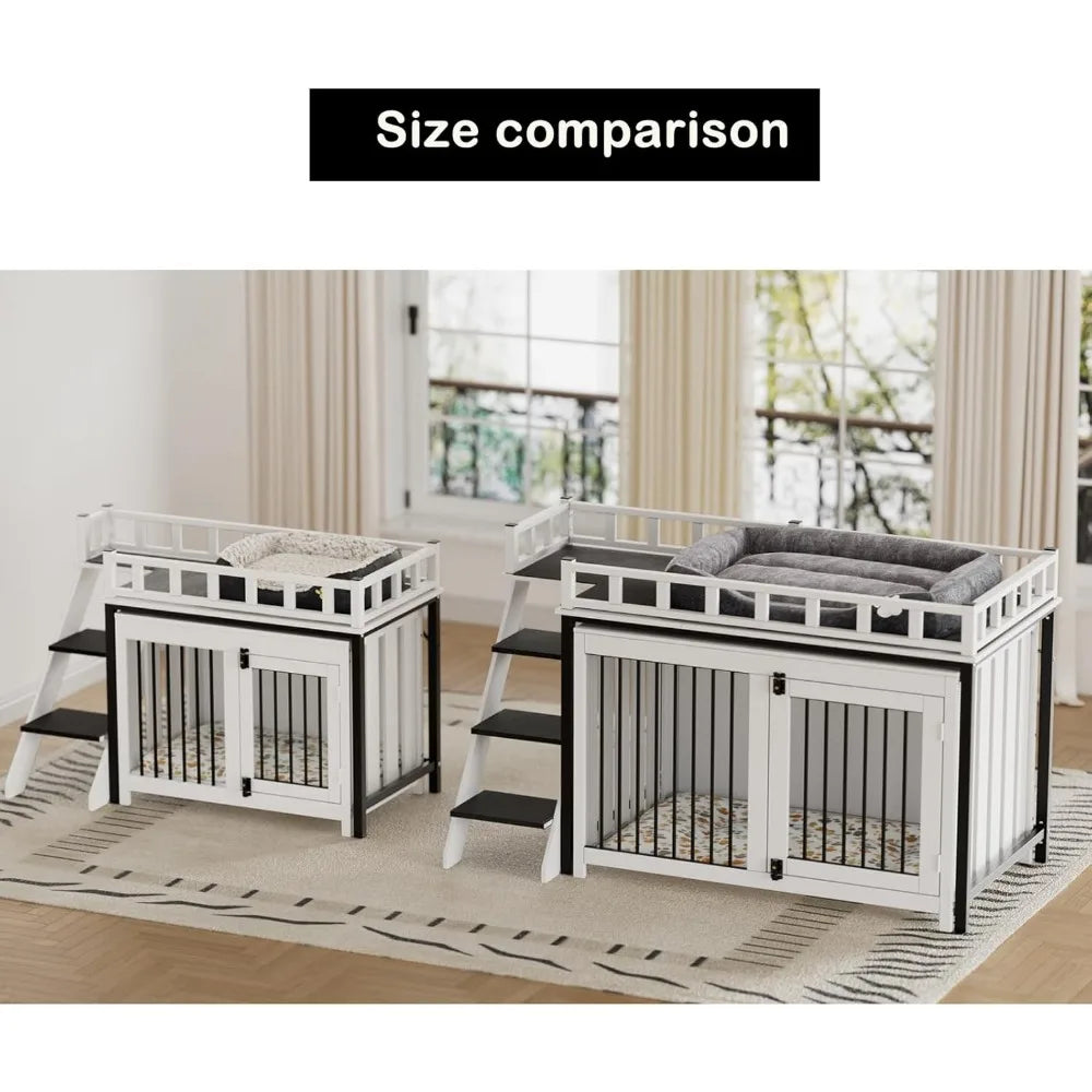 Hign-concerned Loft Style Dog Crate Furniture Double Doors