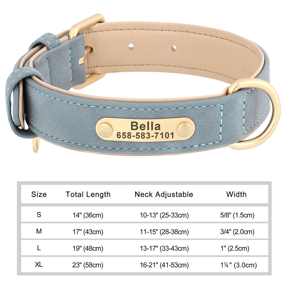 Pet Artist Personalized Engraved PU Leather Dog Collar