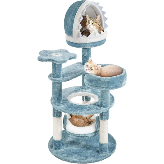 Hign-concerned Cat Tree Multi-Level Plush Shark Mouth Nest