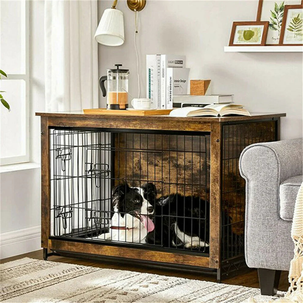 Borwarth Wooden Dog Crate End Table With Double Door