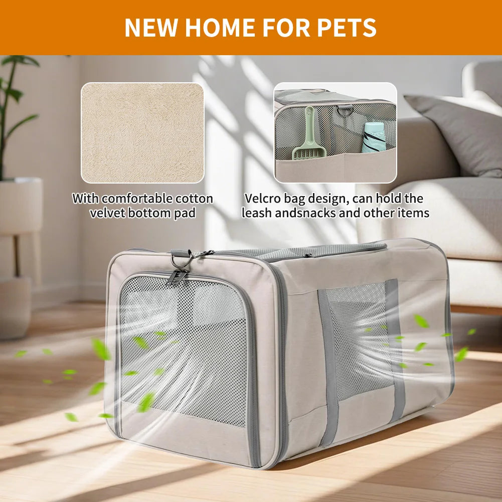 Breed Cat Trolley For 2 Cats With Removable Wheeled Stand And Zipper Closure Durable Metal Frame