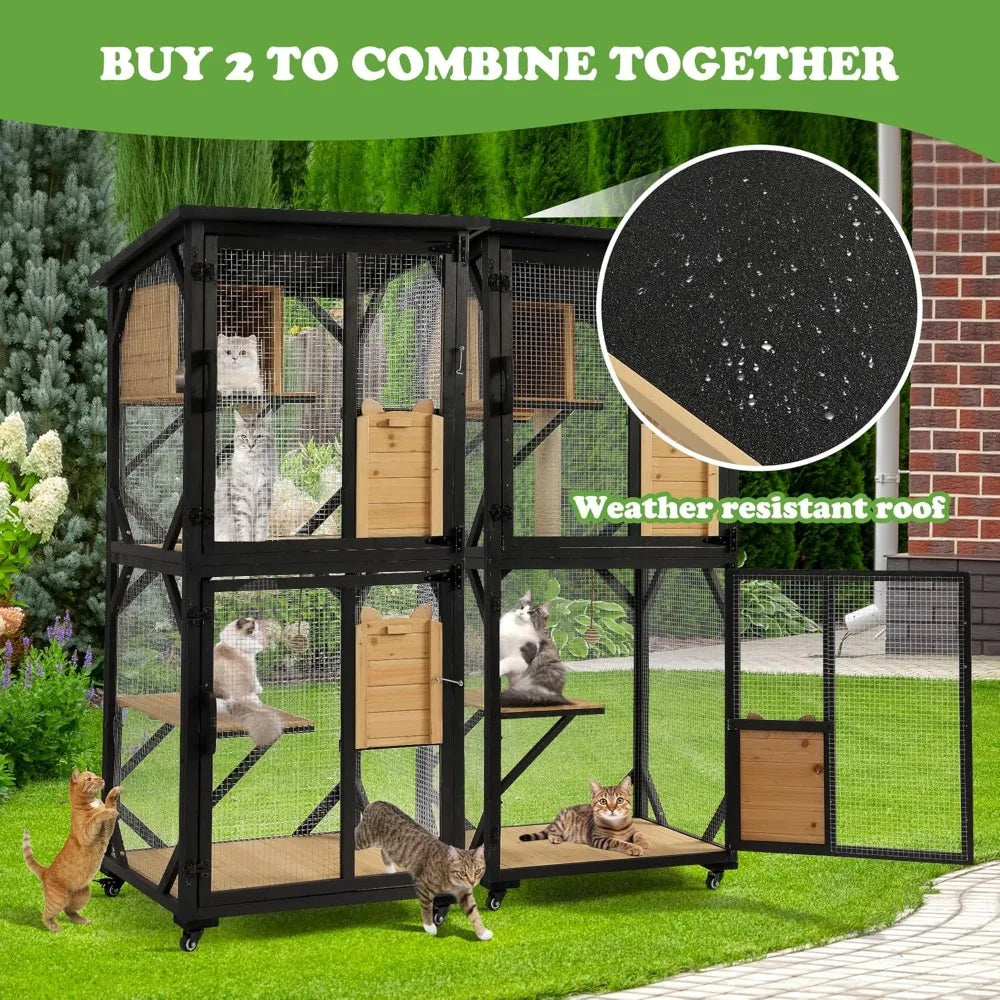 Closure Outdoor Wood Cat Enclosure Catio With Platform