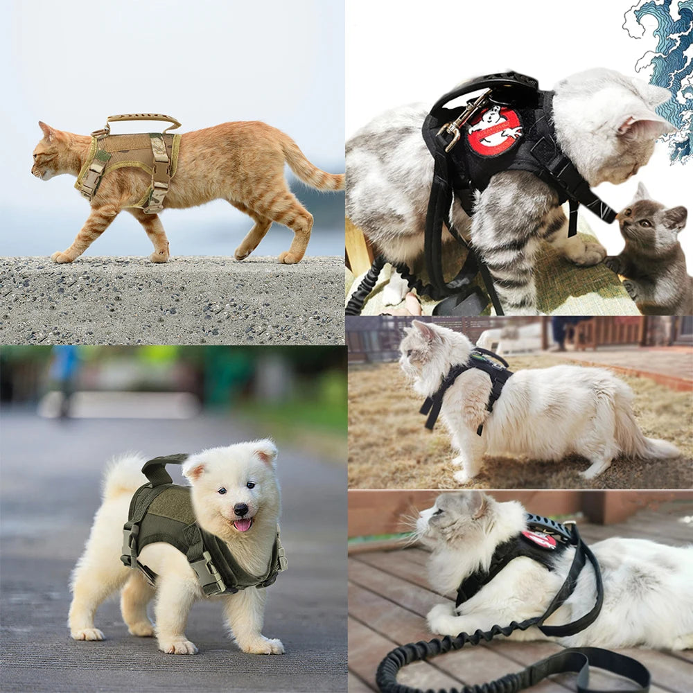 PETRAVELCN Tactical Puppy Harness Vest for Dogs and Cats